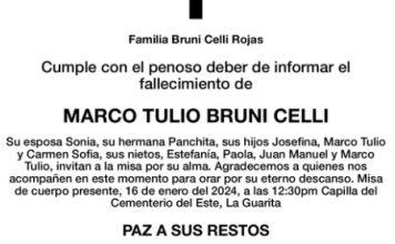 Obituario Marco Tulio Bruni Celli