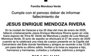 Obituario Jesús Enrique Mendoza Rivera