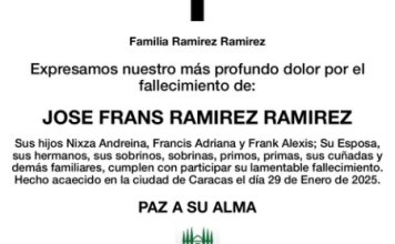 Obituario José Frans Ramirez Ramirez