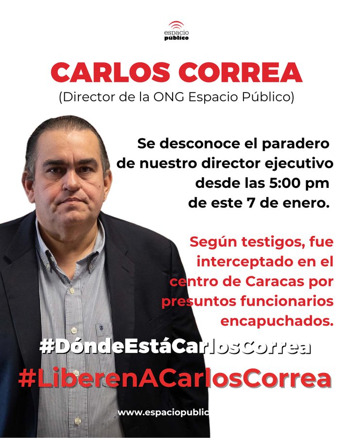 El gobierno secuestró a Carlos Correa, director de Espacio Público