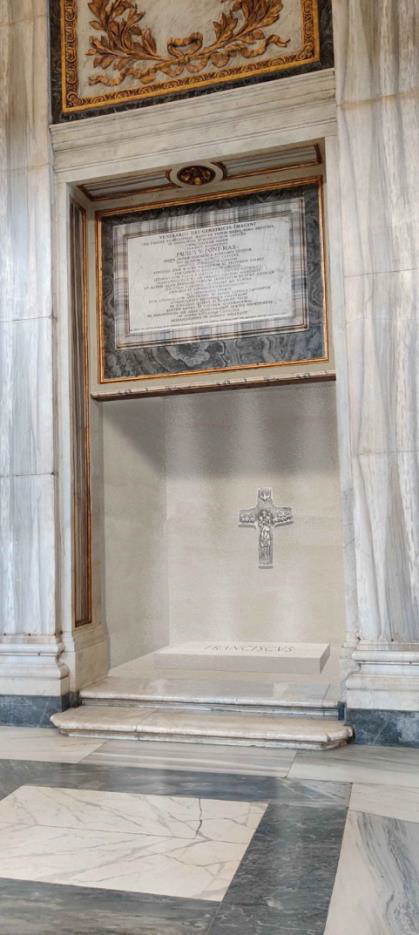 La tumba de Francisco estará en el suelo y en ella se reproducirá su crucifijo pectoral